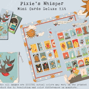 Pixie's Whisper Mini Lenormand Deck Deluxe Kit, Grand Tableau Reading Mat, Padded Card Deck Bag, Tarot Tableau Mat