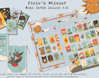Zestaw Pixie's Whisper Mini Lenormand Deck Deluxe, mata do czytania Grand Tableau, wyściełana torba na karty, mata tarota tableau
