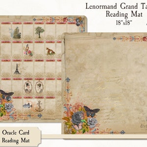 Lenormand Grand Tableau Tapis de lecture pour la divination, Tapis de Tarot Autel, Tissu Étalé 18 » x 18 » pour Mini Cartes Lenormand ou Tarot
