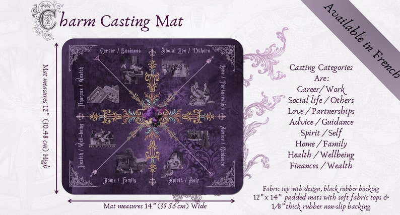 Charm Casting Mat, Dice Casting Mat, Royal Purple, Divination Mat English Edition