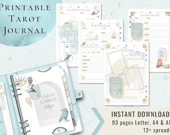 Printable Tarot Journal With Tarot spreads, Card Reading Notes, Tarot Worksheets, Digital Journal Pages in Letter, A4, A5 Sizes