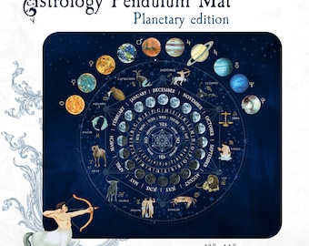 Astrología Péndulo Mat, Edición Planetaria Dowsing Mat, Herramienta Adivinación, Tapete de Péndulo Astrológico