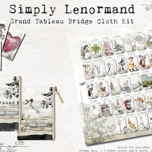 Simply Lenormand Grand Tableau Kit, Lenormand Deck, Grand Tableau Reading Cloth, Padded Card Deck Bag, Fortune Telling Kit, Oracle Cards