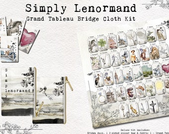 Simply Lenormand Grand Tableau Kit, Lenormand Deck, Grand Tableau Reading Cloth, Padded Card Deck Bag, Fortune Telling Kit, Oracle Cards