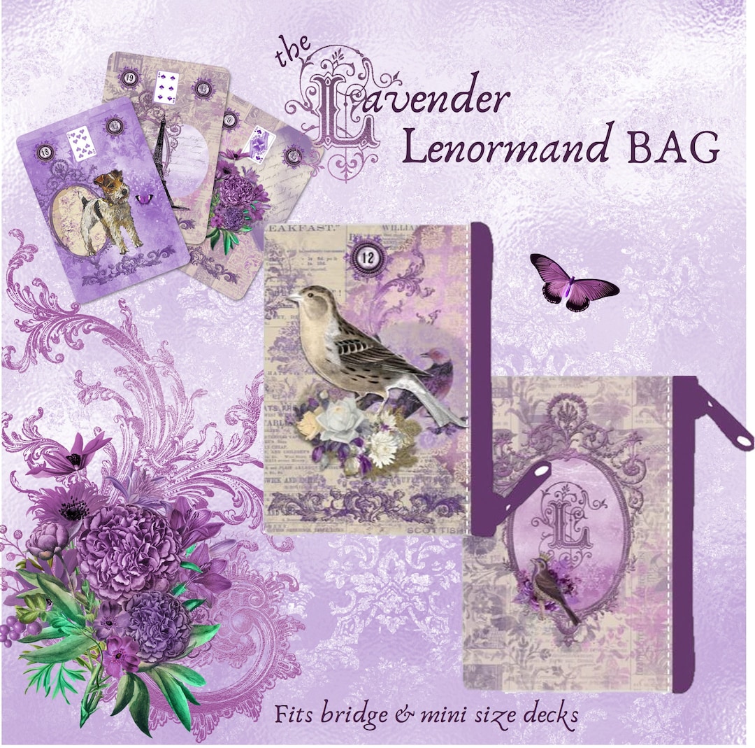 Lavender Lenormand Card Bag With Zipper for Bridge or Mini - Etsy