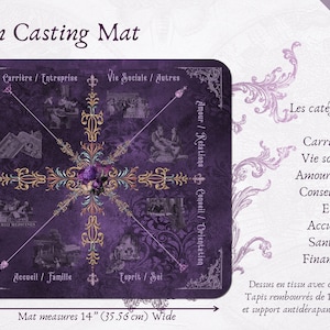 Charm Casting Mat, Dice Casting Mat, Royal Purple, Divination Mat French Edition