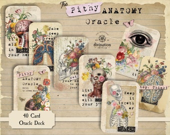 Pithy Anatomy Oracle Deck, Vintage Floral Divination Cards