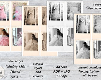 24 pg "Shabby Chic Photo Cards" Vintage Cabinet Cards Photographie  French Paper Junk Journal Pages Ephemera Digital Download Collage Sheets