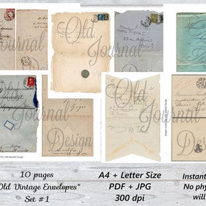 10 Pg OLD Vintage ENVELOPES Set #1 - (a4+letter Size) Printable Junk ...
