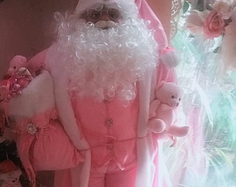 XL Standing Santa Claus shabby chic - soft pink color pallet (size = app. 1 meter / 39 inch) - Christmas decorations