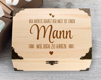 Schatztruhe mit Gravur | Der größte Schatz der Welt "Mann" | Geldgeschenk | Erinnerungsbox | Geschenk zum Geburtstag/Weihnachten/Ostern