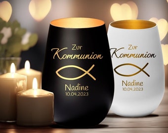 Lantern communion motif fish personalized with name and date | Communion gift idea | christian gift ideas | candle engraving