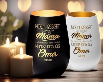 Windlicht "Noch Besser Dich zur Mama zu haben…" | Geschenkidee zum Muttertag | Geschenk Mama Oma Danke Mama Kerze Gravur Muttertagsgeschenk