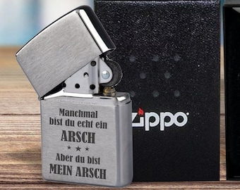 Zippo Feuerzeug "Mein Arsch" mit Gravur | Geschenkidee für Männer | Vatertaggeschenk | Geburtstag