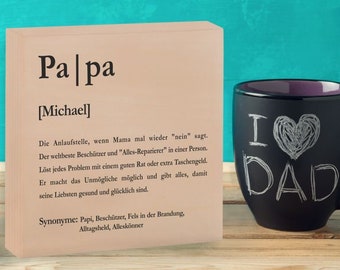 Personalisiertes Holzbild "Papa" - Geschenkidee zum Vatertag, Geburtstag, Ostern