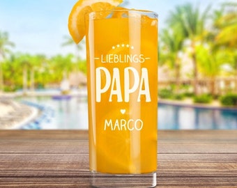 Personalisiertes Longdrink-Glas "Lieblings-Papa" mit Namen | Saftglas mit Gravur für den Vater | liebes Geschenk für Männer zum Vatertag
