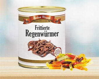 Frittierte Regenwürmer aus der Dose | Fruchtgummi | Süßigkeiten lustige Geschenke | Spaßgeschenk - (57,08 EUR/kg)