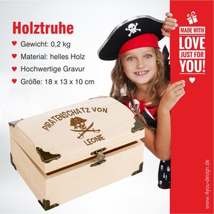 Schatztruhe mit Namensgravur Piratenschatz Geldgeschenk Erinnerungsbox Kindergeburtstag, Fasching, Weihnachten, Ostern Bild 7