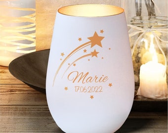 Trauer-Windlicht mit Sternschnuppe - personalisiert mit Namen und Datum | Trauer Windlicht | Geschenkidee zur Erinnerung | Gedenken