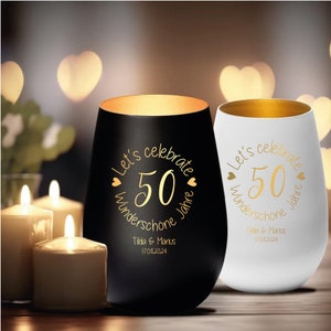 Lantern “Celebrate Golden Wedding” individually engraved with name and date | Gift Golden Wedding Candle Engraving Wedding Anniversary
