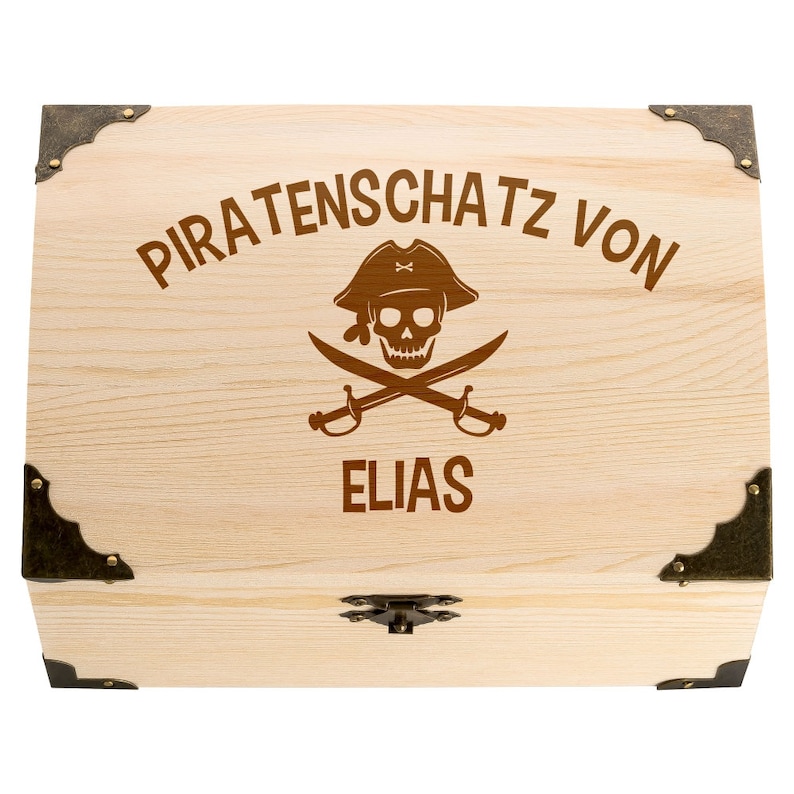 Schatztruhe mit Namensgravur Piratenschatz Geldgeschenk Erinnerungsbox Kindergeburtstag, Fasching, Weihnachten, Ostern Bild 1