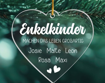 Acrylanhänger "Enkelkinder" mit Namen personalisiert für Oma & Opa | individueller Weihnachtsschmuck Weihnachtsbaum Deko Anhänger Geschenk