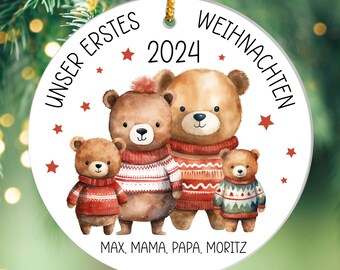 Acrylanhänger "Bärenfamilie" personalisiert mit Namen bedruckt individueller Weihnachtsschmuck Weihnachtsbaum Deko Anhänger Schmuck Familie