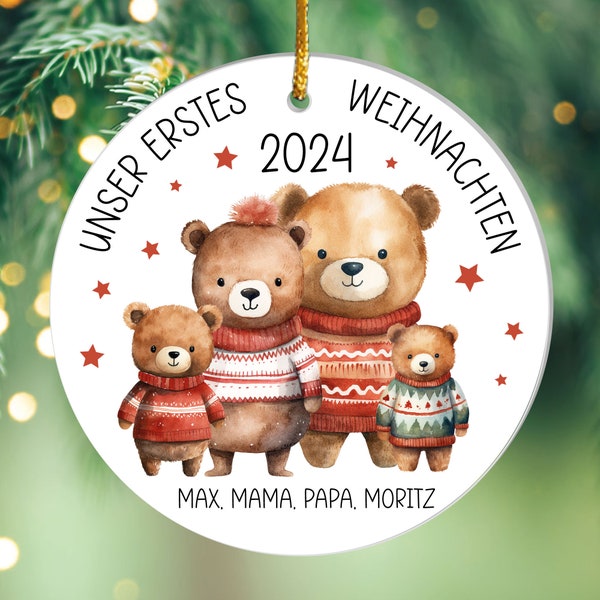 Acrylanhänger "Bärenfamilie" personalisiert mit Namen bedruckt individueller Weihnachtsschmuck Weihnachtsbaum Deko Anhänger Schmuck Familie