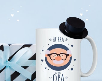 White Cup "Hurra You Will Be Grandpa" - Great Gift Idea for Future Grandparents - Gift Pregnancy Birth