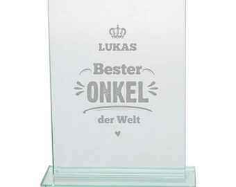 Edler Glaspokal "Bester Onkel" Personalisiert - tolle Geschenkidee für den Geburtstag | Onkel | Geschenk | Weihnachten