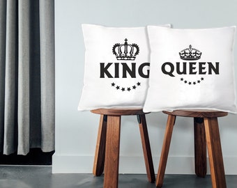 Kissen-Set "King & Queen" | süße Geschenkidee für verliebte Paare | Ehemann | Ehefrau | Freund | Freundin | Geburtstag | Ostern