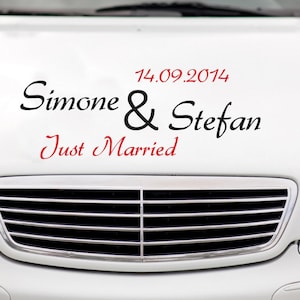 Car sticker for the wedding with name date 80x30 image 1