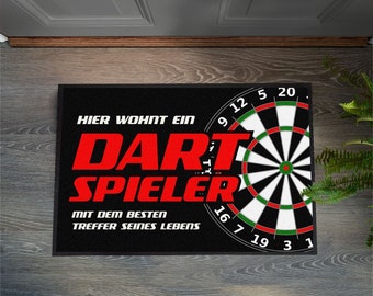 Fußmatte "Hier wohnt ein Dartspieler mit dem besten Treffer seines Lebens" | Geburtstag Weihnachten | Dart | bedruckt lustiger Spruch