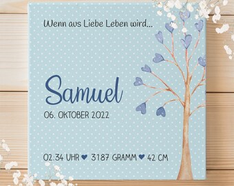 Canvas for the birth | Motif tree pink / blue |  | with personalization/dates of birth Picture as a gift for birth