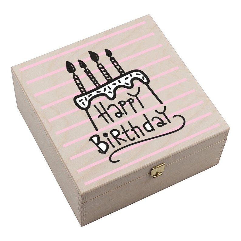 Hufeisen-Box mit Motiv Happy Birthday und Torte Bild 3