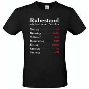 T-Shirt Ruhestand wöchentlicher Zeitplan blau u. schwarz Abschiedsgeschenk zur Rente für Kollegen Geschenkidee für Männer & Frauen schwarz