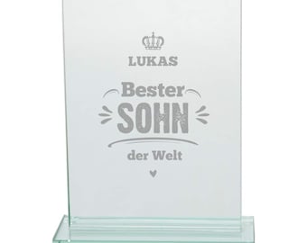 Edler Glaspokal « Meilleur fils » personnalisé - idée de cadeau pour l’anniversaire | Fils | Cadeau | Cadeau d’anniversaire