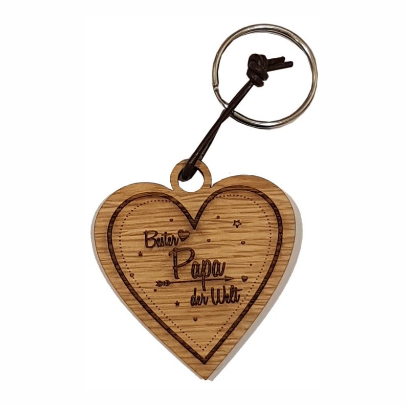 Wooden Key Ring Heart Best Papa gift image 1