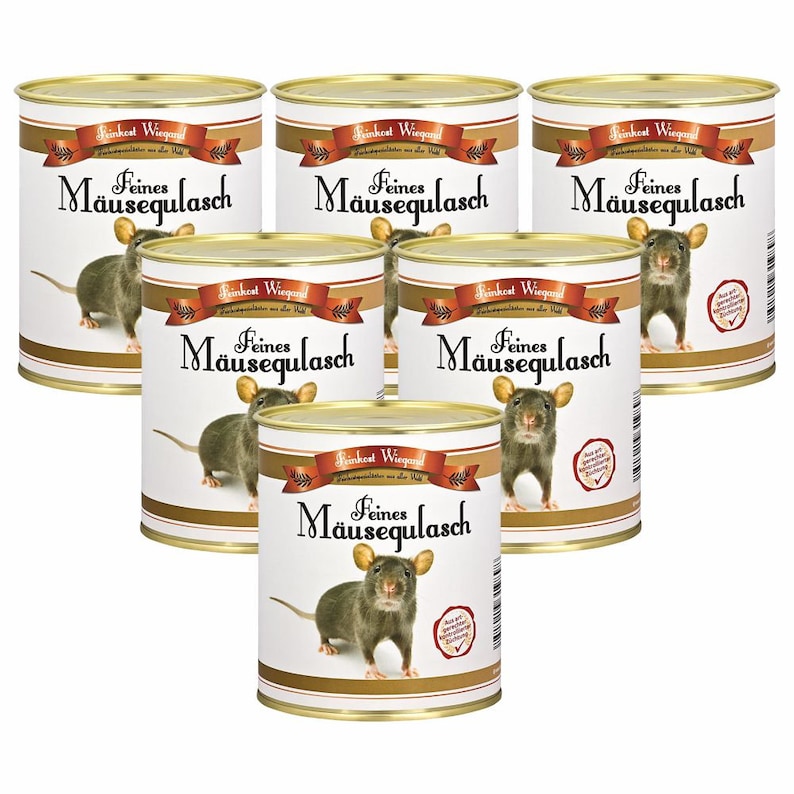 6 Dosen Mäusegulasch im SET Scherzartikel Idee 175g pro Dose 38,05 EUR/1kg 画像 1