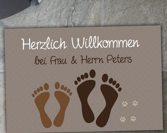 Floor mat gifts family "feet & paws" 60 x 40 cm