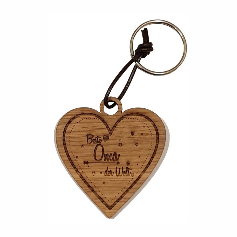 Wooden Key Ring Heart Best Grandma gift image 1