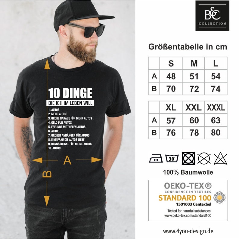 Camiseta de hombre 10 cosas que quiero en la vida coches cumpleaños regalo idea para él camisa con dicho divertido regalo del día del padre imagen 2