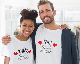 Personalisiertes Partner T-Shirts, Mr. & Mrs.