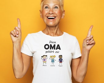 Damen T-Shirt "Diese Oma gehört zu" - Shirt mit Spruch, personalisierte Geschenkidee für Frauen | Geschenk für sie, verschiedene Farben