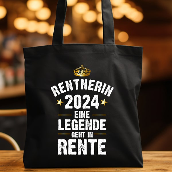 Baumwolltasche "Renter/Rentnerin - Eine Legende geht in Rente" mit Jahresahl | Geschenkidee zum Ruhestand für Kollegen | für Männer & Frauen