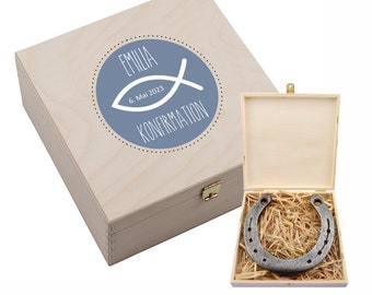 Personalized Horseshoe Box "My Confirmation/Communion or Confirmation"