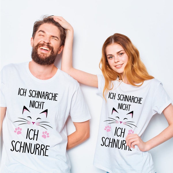 Schlafshirt "Ich schnarche nicht ich schnurre" | Print T-Shirt für Damen & Herren mit lustigem Spruch bedruckt | Katze Haustier Schlafanzug