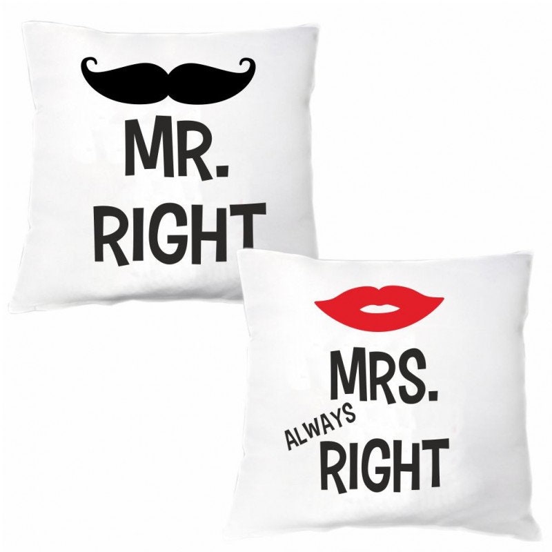 Pillow Set mr. Right & Mrs. Always Right for You Etsy UK