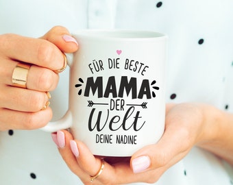 Weiße Tasse "Für die beste Mama der Welt" - personalisiert