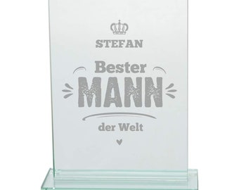 Edler Glaspokal "Bester Mann" Personalisiert - tolle Geschenkidee für den Geburtstag | Valentinstag | Weihnachtsgeschenk | Mann